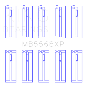 Honda H22A4 Performance Main Bearing Set - King Engine Bearings - Size 0.25mm, Trimetal pMax Black, Full Groove - `97-`01